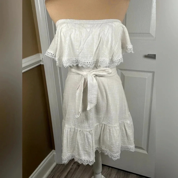 Bisouxx White Cotton Strapless Dress‎ Large - Picture 7 of 8